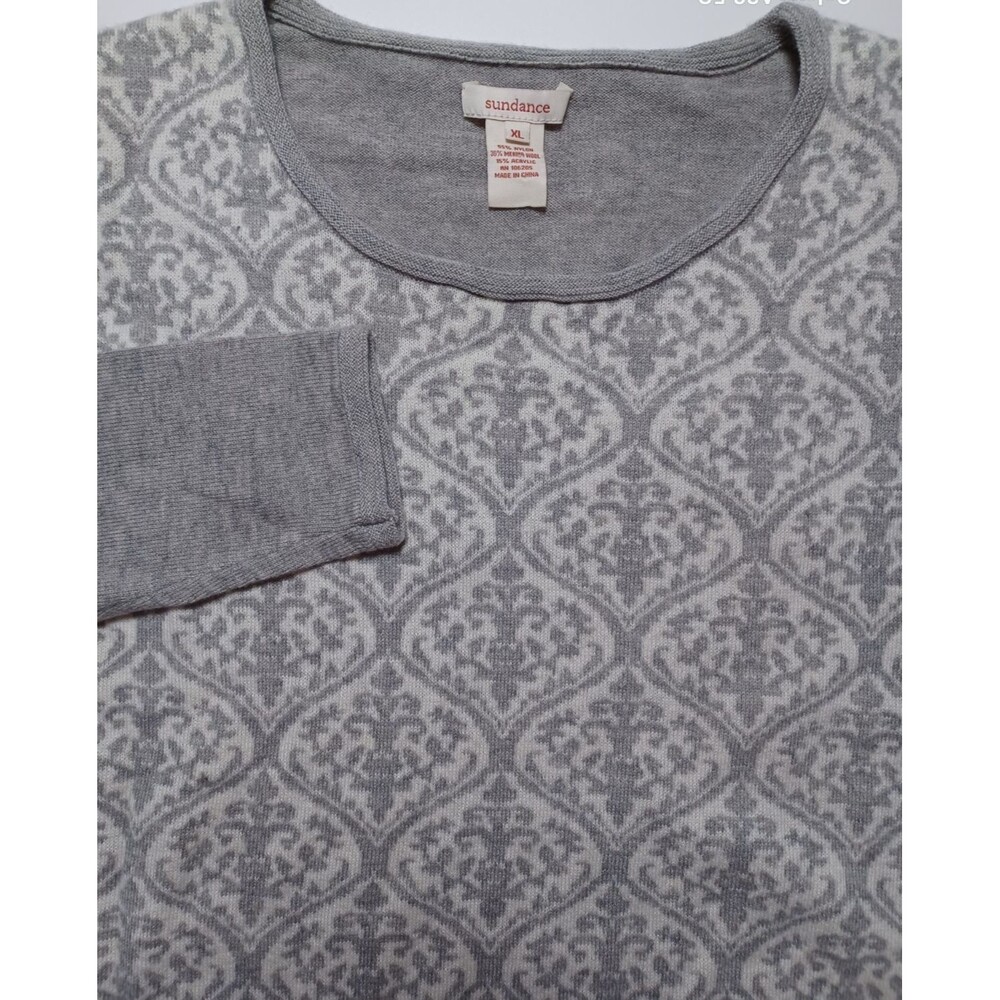 Sundance Wool Blend‎ Sweater XL Paisley Drop Sleeve Two Tone Cozy Preppy